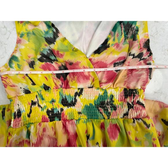 Anthropologie Chaundry KC Abstract Floral Maxi Dress NWT | Smocked Waist - Picture 6 of 6
